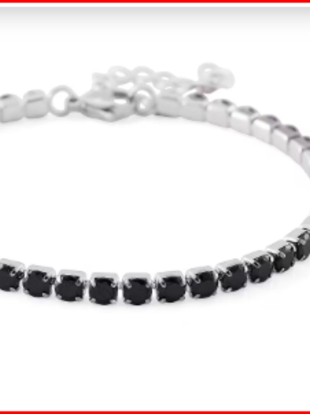 Simulated Black Diamond Set of 2 Tennis and Byzantine Bracelet in Stainless Stee - Picture 4 of 4